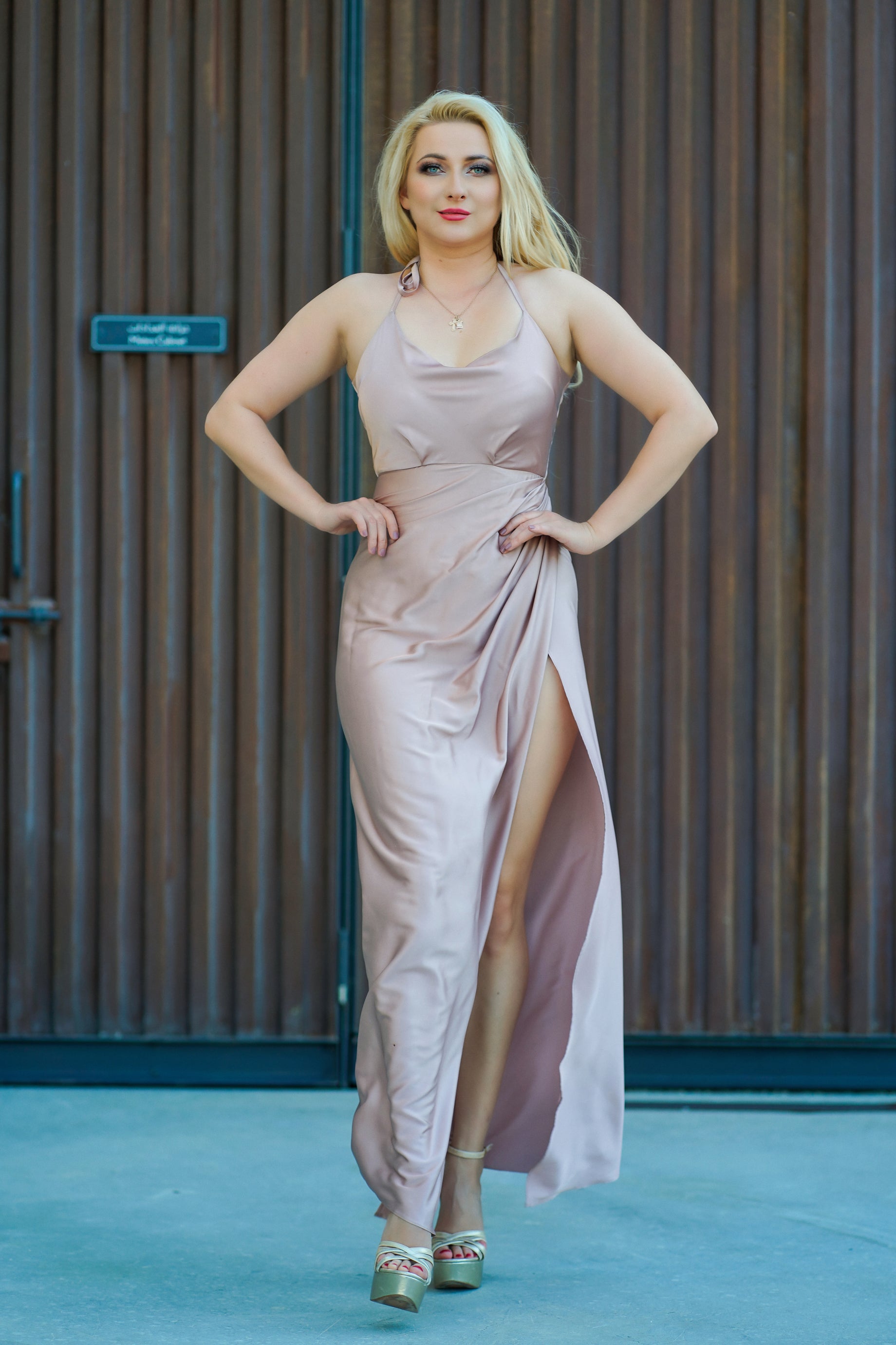 Cowl neck silk Cami Dress