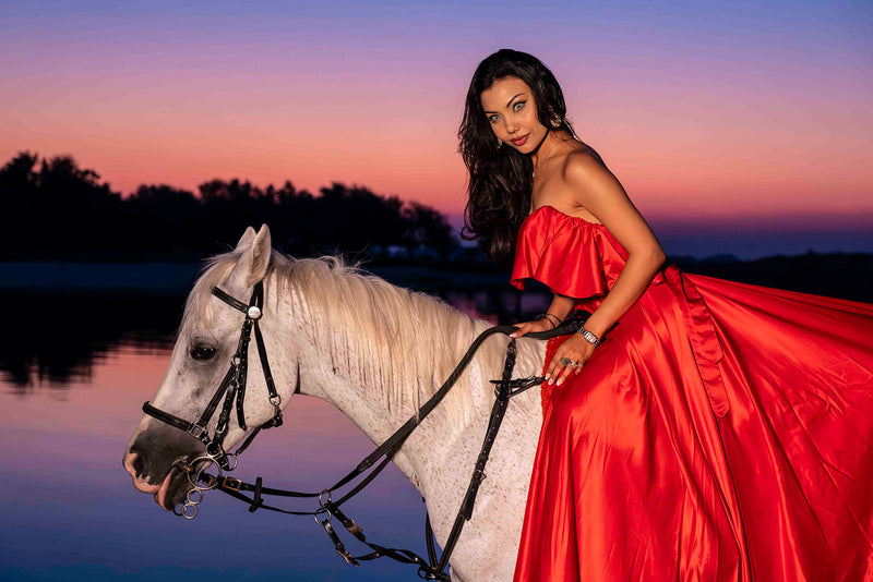 Red Off Shoulder Flying Dress