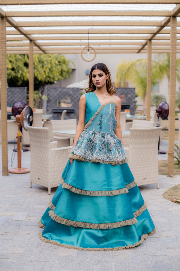 Aqua Marine Party Wear
